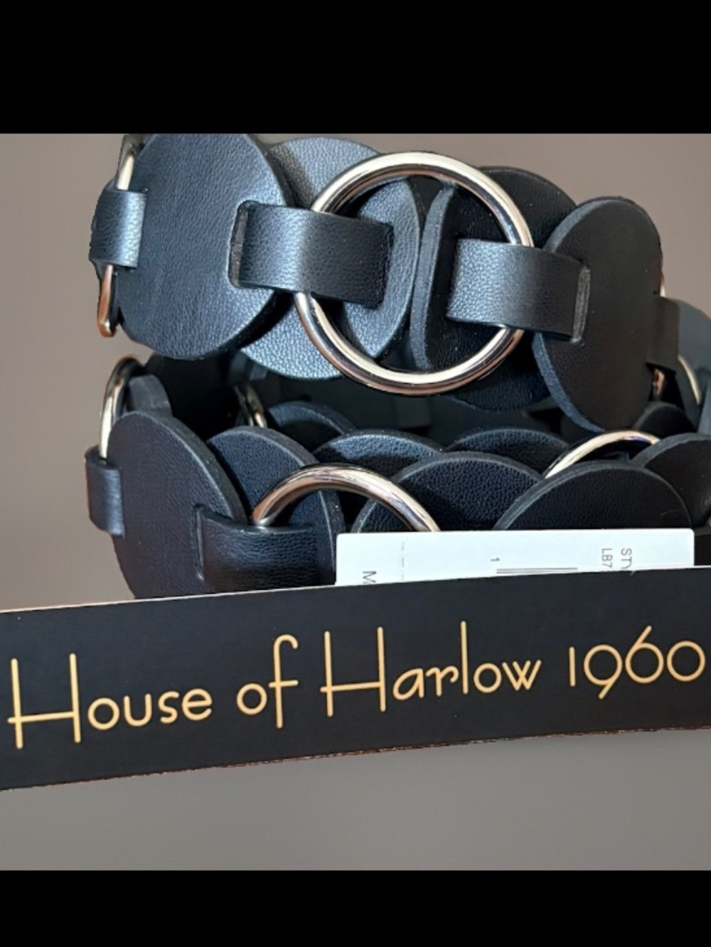 House of Harlow 1960 Women’s Black/Silver Wide Chain Belt Adjustable Buckle M/L